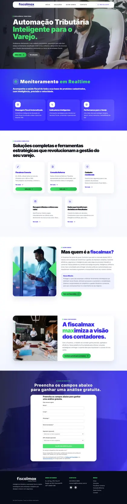 Página de vendas Fiscalmax: Automação tributária para o varejo